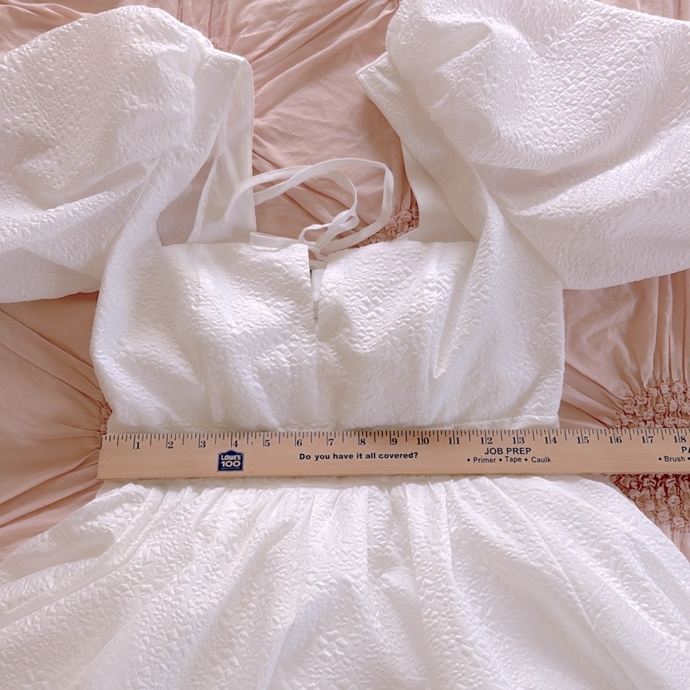 BHLDN Chloe Puff-Sleeve Square-Neck Jacquard Mini Dress - Picture 10 of 15